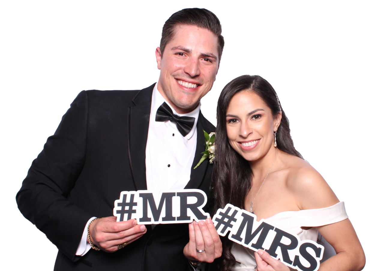 Wedding Couple using Shutterbox Photo Booth's Modern Photo Booth Services